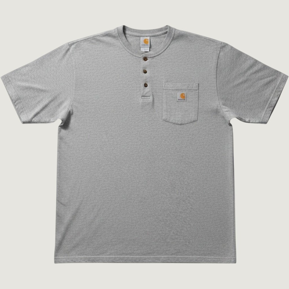 Carhartt Mens 3XL Heather Gray Original Fit Short Sleeve Henley Pocket T-Shirt